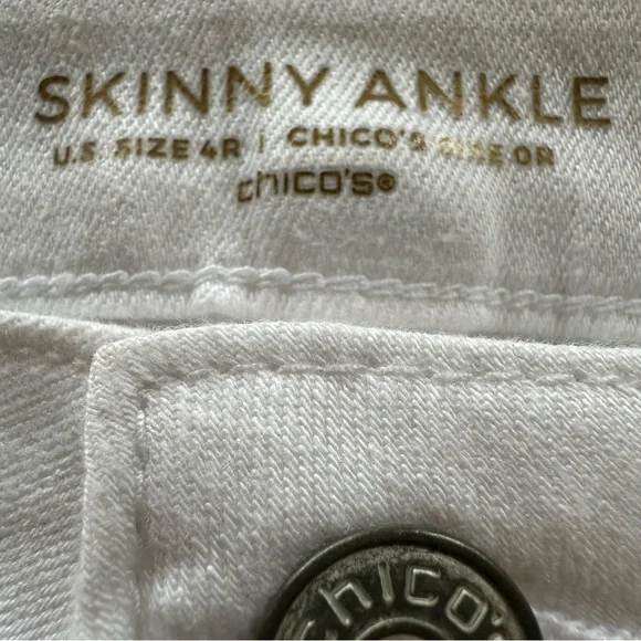 🤍👖 CHICO’S Women’s High Rise Ankle Skinny Jeans Size 4 ✨ Classic White - Picture 8 of 15